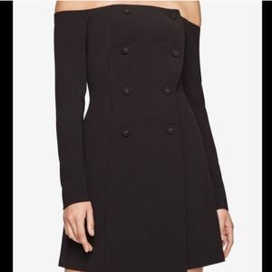 BCBGmaxazria tuxedo blazer off the shoulder dress